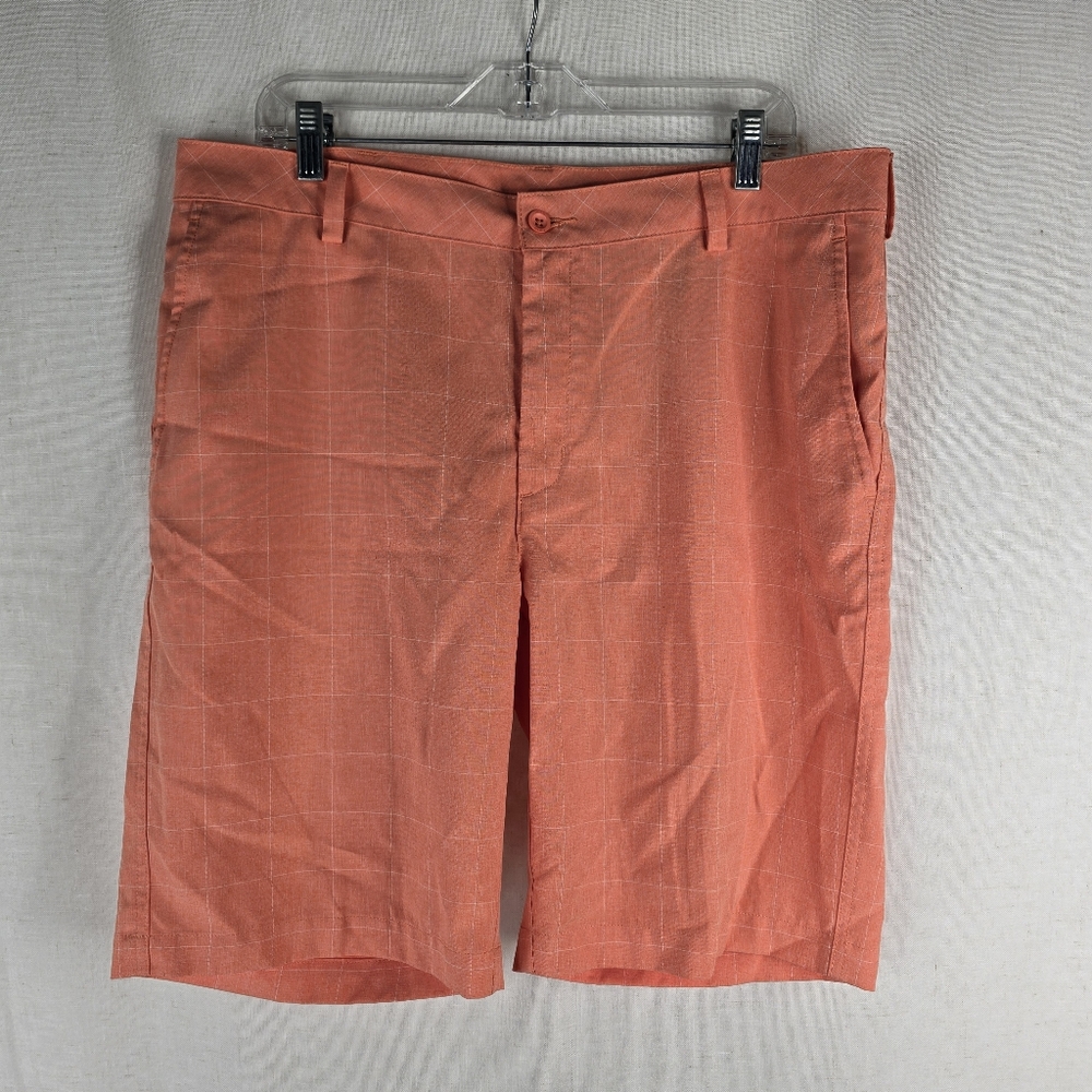 Ping Mens Size 36 Coral Light Orange Golf Window Pain Plaid Shorts